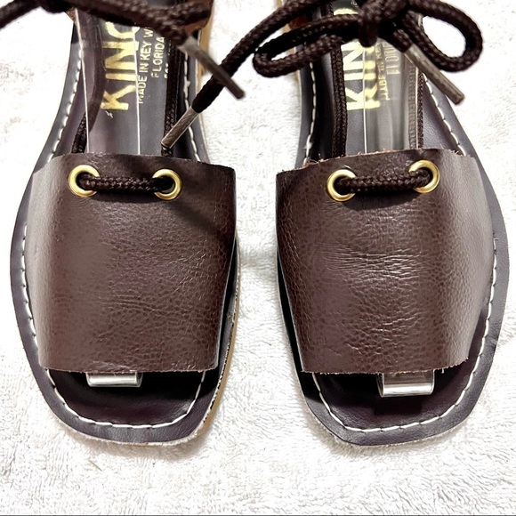 KINO Alpagata brown leather gladiator ankle straps womens sandals size 7 - Picture 4 of 9